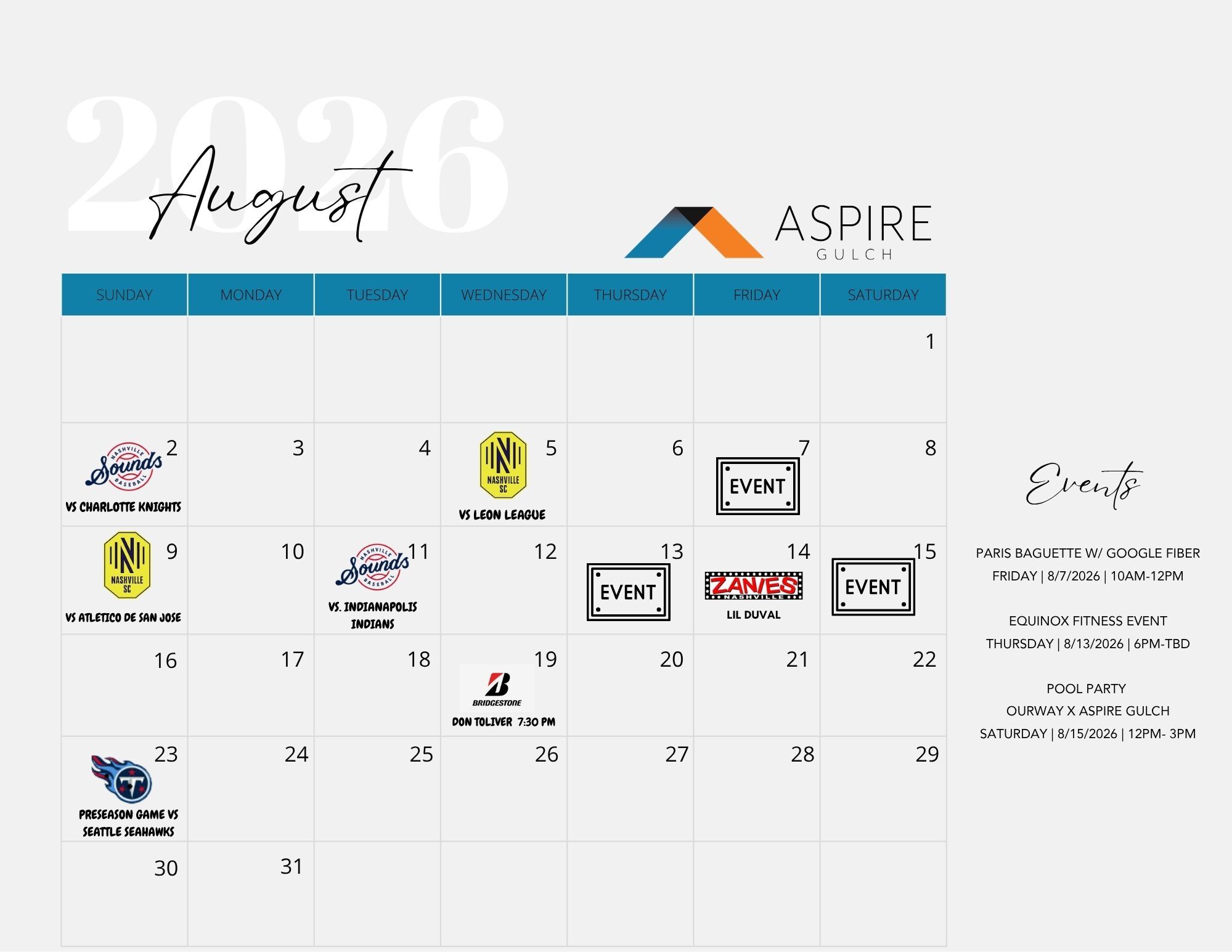 Aspire Gulch: January Event Calendar
