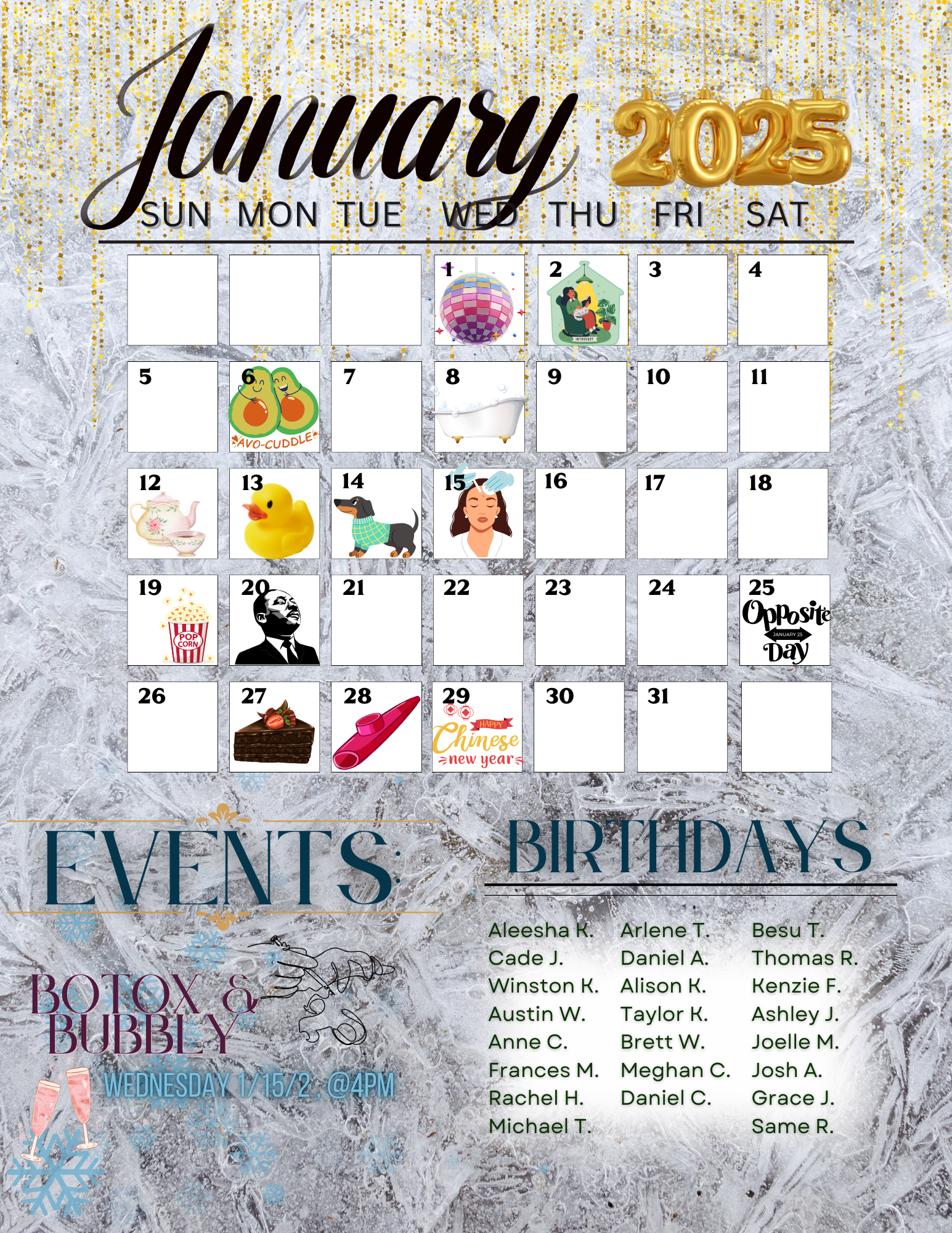 January Event Calendar