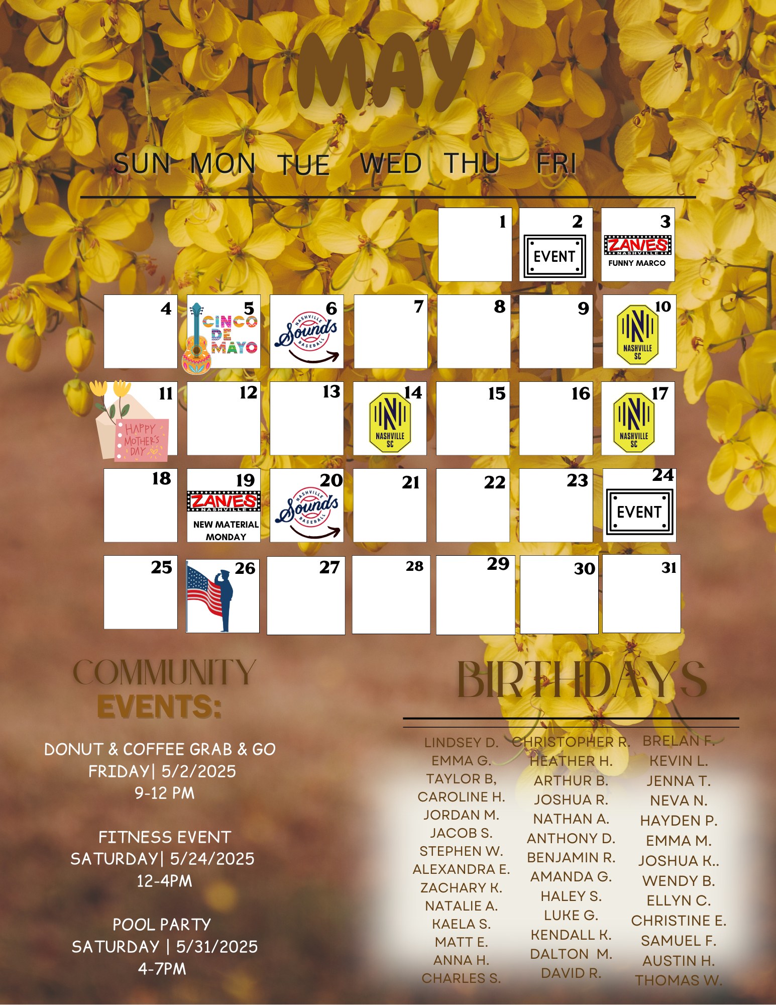 April Event Calendar