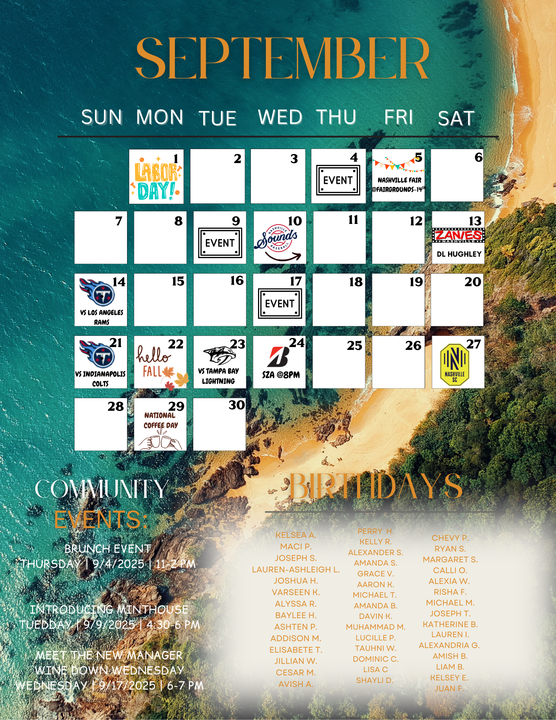 September Event Calendar